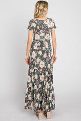 Black Floral Tiered Maxi Dress