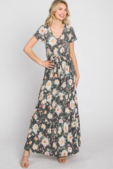 Black Floral Tiered Maxi Dress