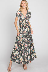 Black Floral Tiered Maxi Dress