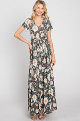 Black Floral Tiered Maxi Dress