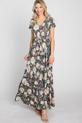 Black Floral Tiered Maxi Dress