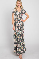 Black Floral Tiered Maxi Dress