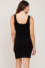 Black Sleeveless V-Neck Maternity Dress