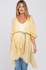 Mustard Plaid Frayed Hem Maternity Cover-Up