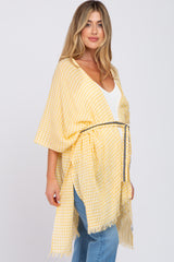 Mustard Plaid Frayed Hem Maternity Cover-Up