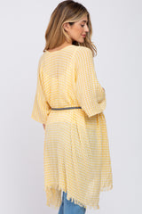 Mustard Plaid Frayed Hem Maternity Cover-Up