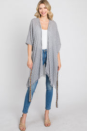 Grey Plaid Frayed Hem Cover-Up