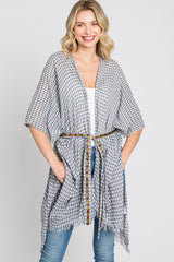 Grey Plaid Frayed Hem Cover-Up