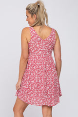 Pink Floral V-Neck Maternity Mini Dress