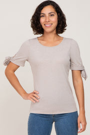 Dark Taupe Short Tie Sleeve Top