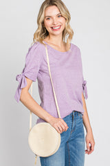 Lavender Short Tie Sleeve Top