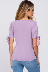 Lavender Short Tie Sleeve Maternity Top