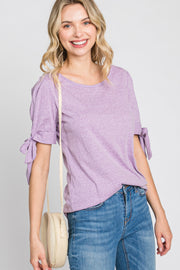 Lavender Short Tie Sleeve Top