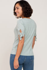 Mint Green Short Tie Sleeve Top