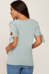 Mint Green Short Tie Sleeve Maternity Top