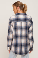 Navy Plaid Shirt Jacket