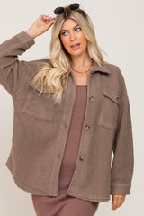 Taupe Fleece Shirt Jacket