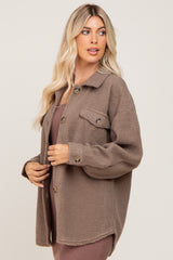 Taupe Fleece Shirt Jacket