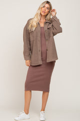 Taupe Fleece Shirt Jacket