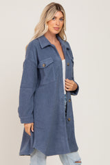 Blue Fleece Long Shirt Jacket