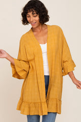 Yellow Plaid Gathered Hem Cover Up