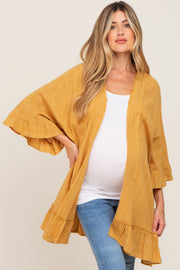 Yellow Plaid Gathered Hem Maternity Cover Up