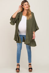 Olive Plaid Gathered Hem Maternity Cover Up