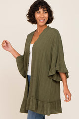 Olive Plaid Gathered Hem Cover Up