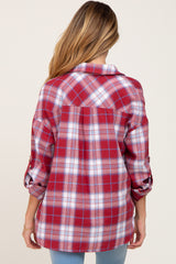 Red Plaid Maternity Flannel Top