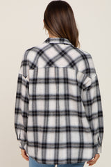 Black White Plaid Button Down Maternity Top