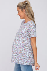 Lavender Floral Short Sleeve Maternity Top