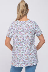 Lavender Floral Short Sleeve Maternity Top