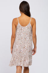 Taupe Floral Sleeveless Maternity Dress