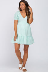 Mint Striped Sweetheart Maternity Mini Dress