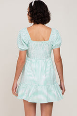 Mint Striped Sweetheart Mini Dress