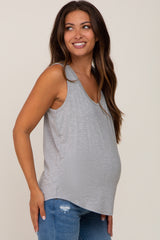 Heather Grey Scoop Neck Maternity Tank Top