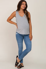 Heather Grey Scoop Neck Maternity Tank Top