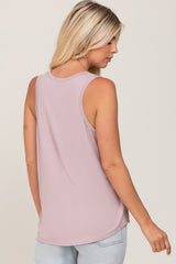 Mauve Black Scoop Neck Tank Top