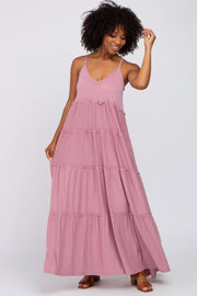 Mauve Sleeveless Tiered Maxi Dress