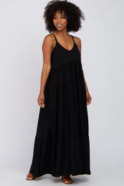 Black Sleeveless Tiered Maxi Dress