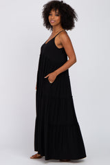 Black Sleeveless Tiered Maxi Dress