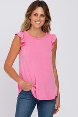 Pink Ruffle Accent Top