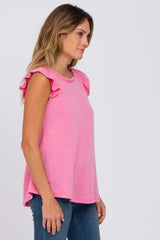 Pink Ruffle Accent Top