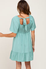 Mint Green Smocked Back Tie Dress