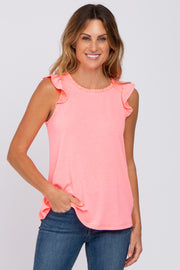 Coral Ruffle Accent Top