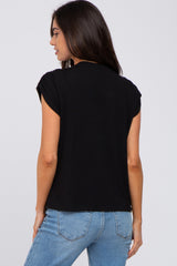 Black Ruched Shoulder Maternity Top