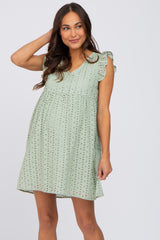 Mint Eyelet V-Neck Maternity Dress