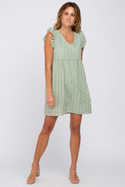 Mint Eyelet V-Neck Dress