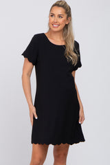 Black Scalloped Maternity Shift Dress