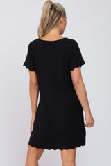 Black Scalloped Maternity Shift Dress